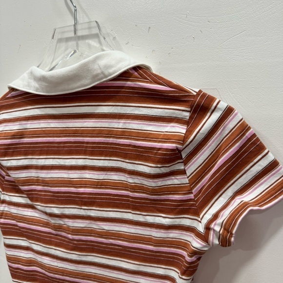 Hollister Striped Polo Crop Baby Tee Medium V-Neck - Picture 6 of 6